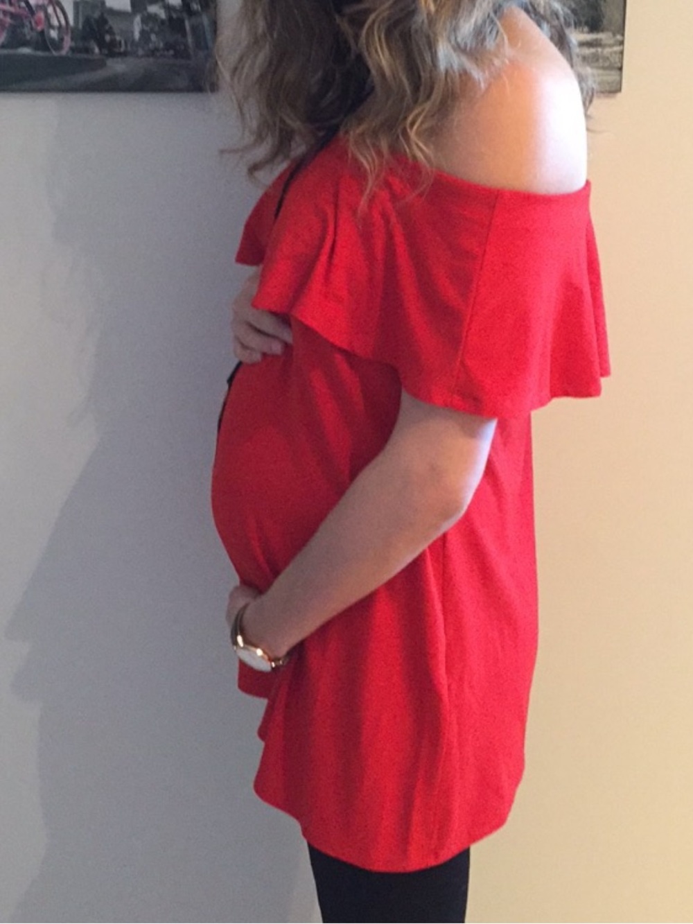 HOST PICK: Isabella Oliver off the shoulder maternity top red size 2